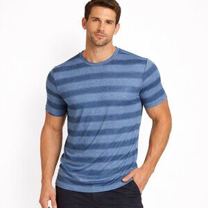32 Degrees Cool Blue Striped Round Neck Short Slv Tee Gift Spring Summer Travel